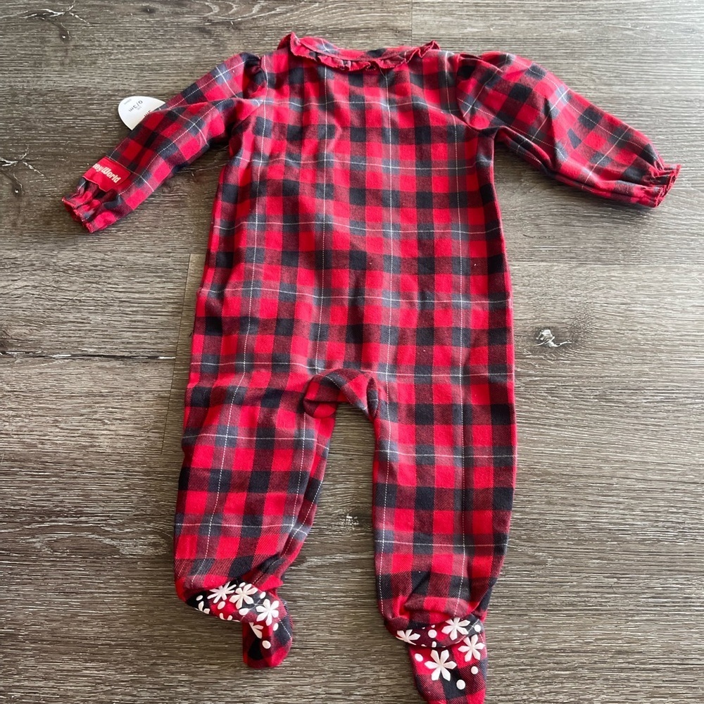 Disney Red and Black Plaid Kids Footie - Picture 5 of 5